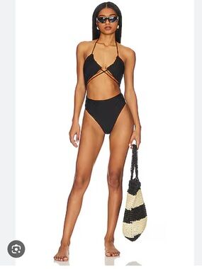 Tularosa Farrow Black Strappy Cutout One-Piece Swimsuit XS